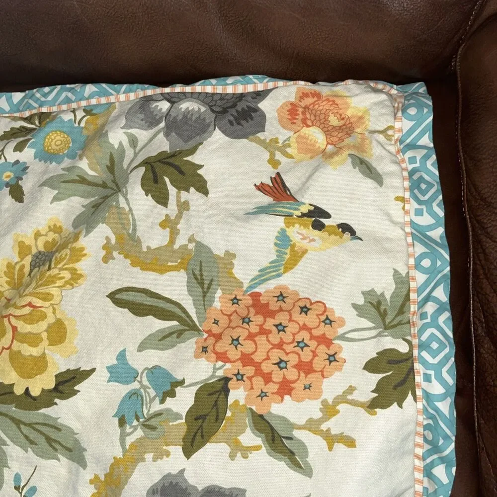Waverly Pillow Cover Multicolor Floral Bird Cottage Core Bohemian 21.5 X 27